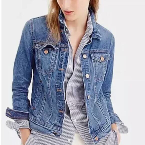 J Crew 100% Cotton Indigo Denim Jacket Size S - Picture 1 of 8